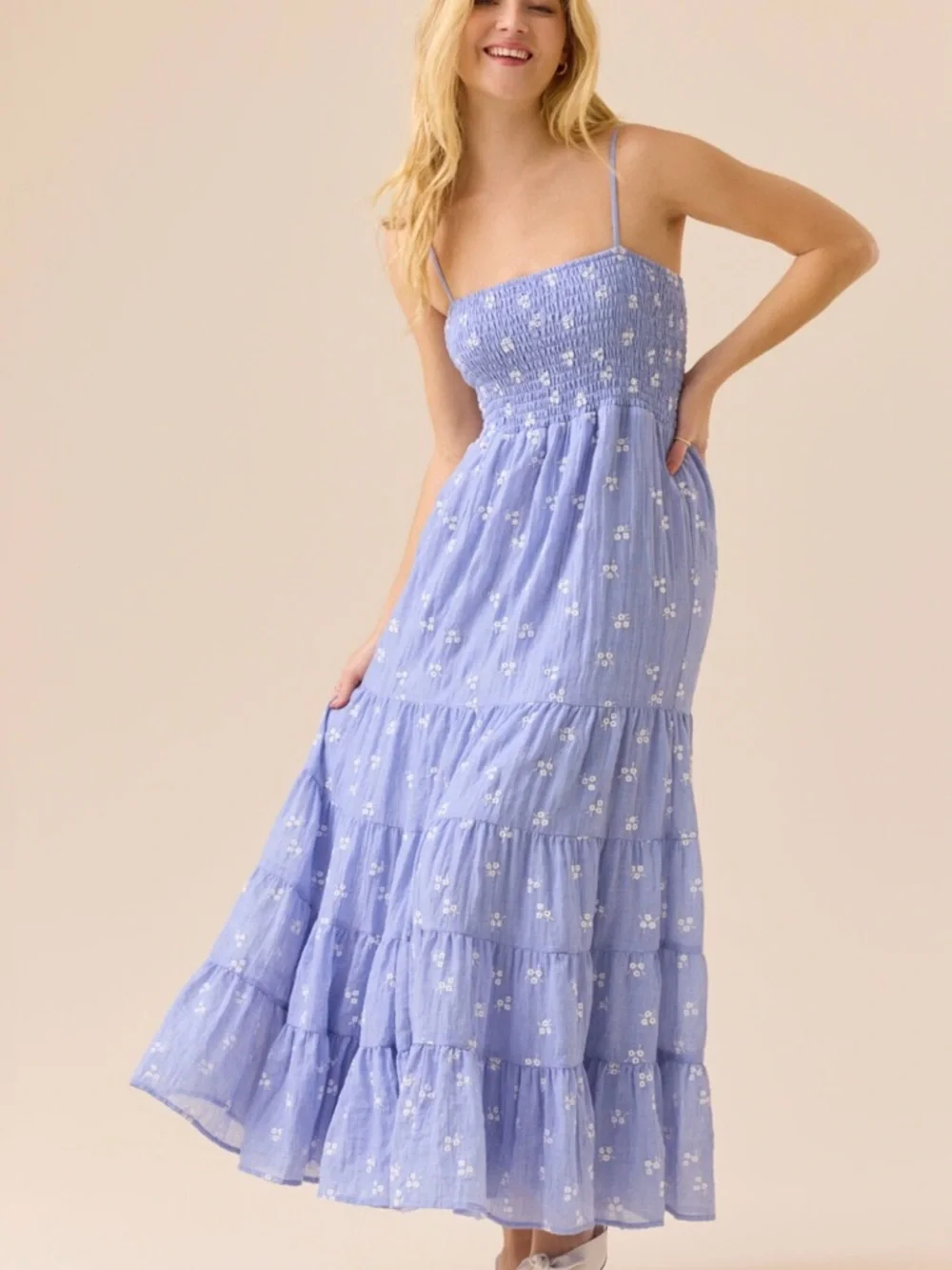 Altar'd State Lavender Smocked Floral Maxi Dress - Picture 2 of 5